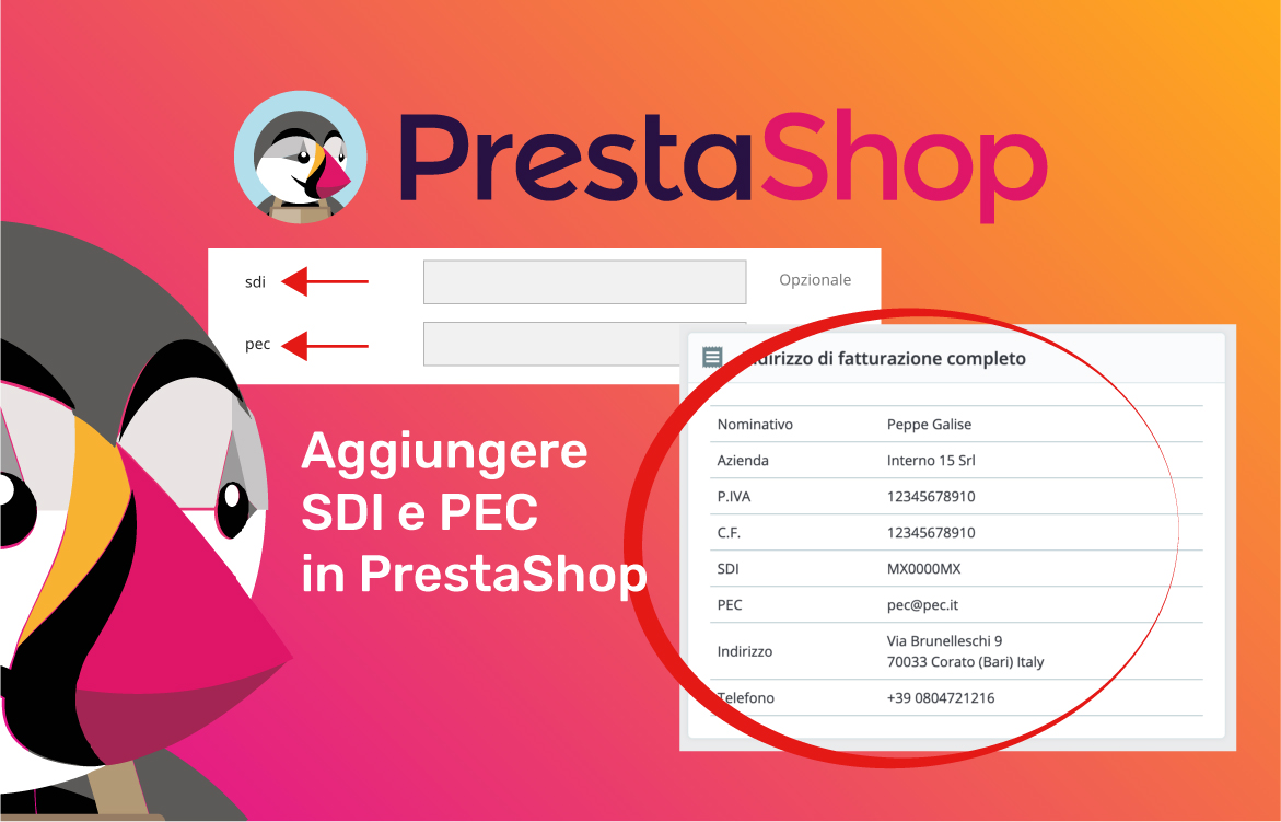 Come aggiungere in PrestaShop i campi SDI e pec per la fatturazione elettronica (modulo gratuito)